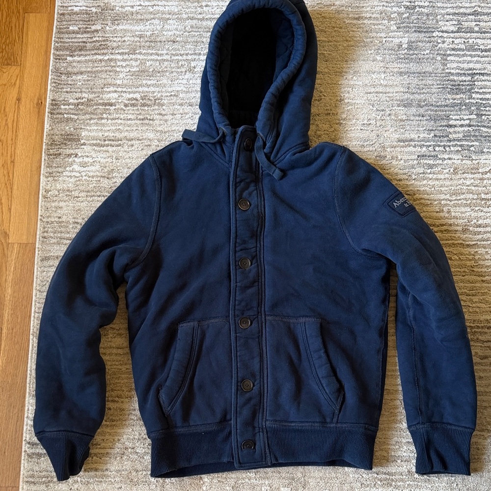 Men’s Abercrombie and Fitch Navy Hooded Jacket -Size L:
